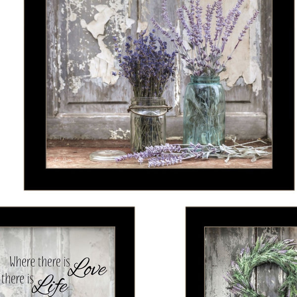HomeRoots Set of Three Rustic Modern Black Framed Prints – Textured Wood Wall Art for Charming Decor 408211