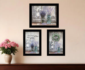 HomeRoots Set of Three Rustic Modern Black Framed Prints – Textured Wood Wall Art for Charming Decor 408211
