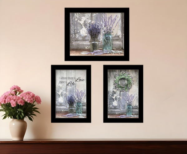 HomeRoots Set of Three Rustic Modern Black Framed Prints – Textured Wood Wall Art for Charming Decor 408211
