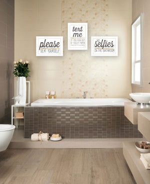 HomeRoots Set of Three Whimsical Toilet Humor Wall Art Prints in White Frames for Playful Home Decor 408220