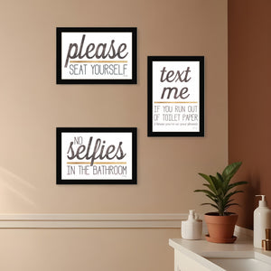 Homeroots Set Of Three Toilet Humor 3 Black Framed Print Wall Art Black Wood Print 408222