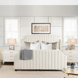 English Elm Addison King Channel Tufted Panel Bed Frame, Cloud White Performance Velvet