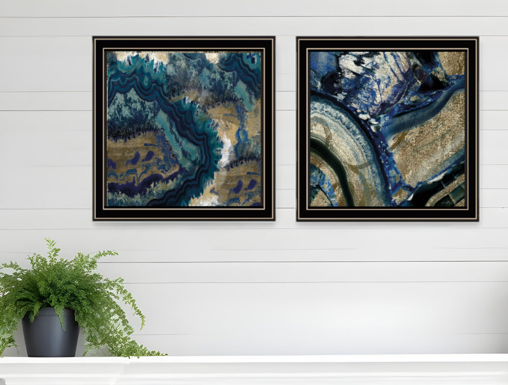 Homeroots Set Of Two Geode Reef Pleasure 2 Black Framed Print Wall Art  Wood Print 408232
