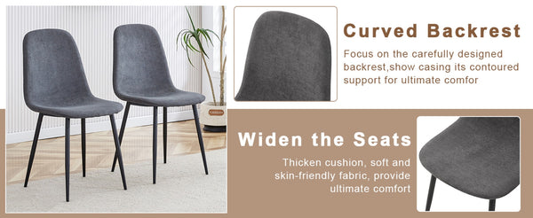 English Elm Table 7-Piece Modern Minimalist Dining Set: 42" Round Walnut Table & 6 Dark Gray Linen Chairs W1151S03754-GIGA