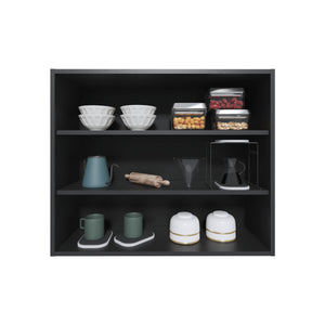 English Elm Wally 36" Wide 3-Tier Open Wall Cabinet with Spacious Shelves for Kitchen, Living, Office Storage and Decor Black 26.6 L x 78 W x 9 H B070P254763