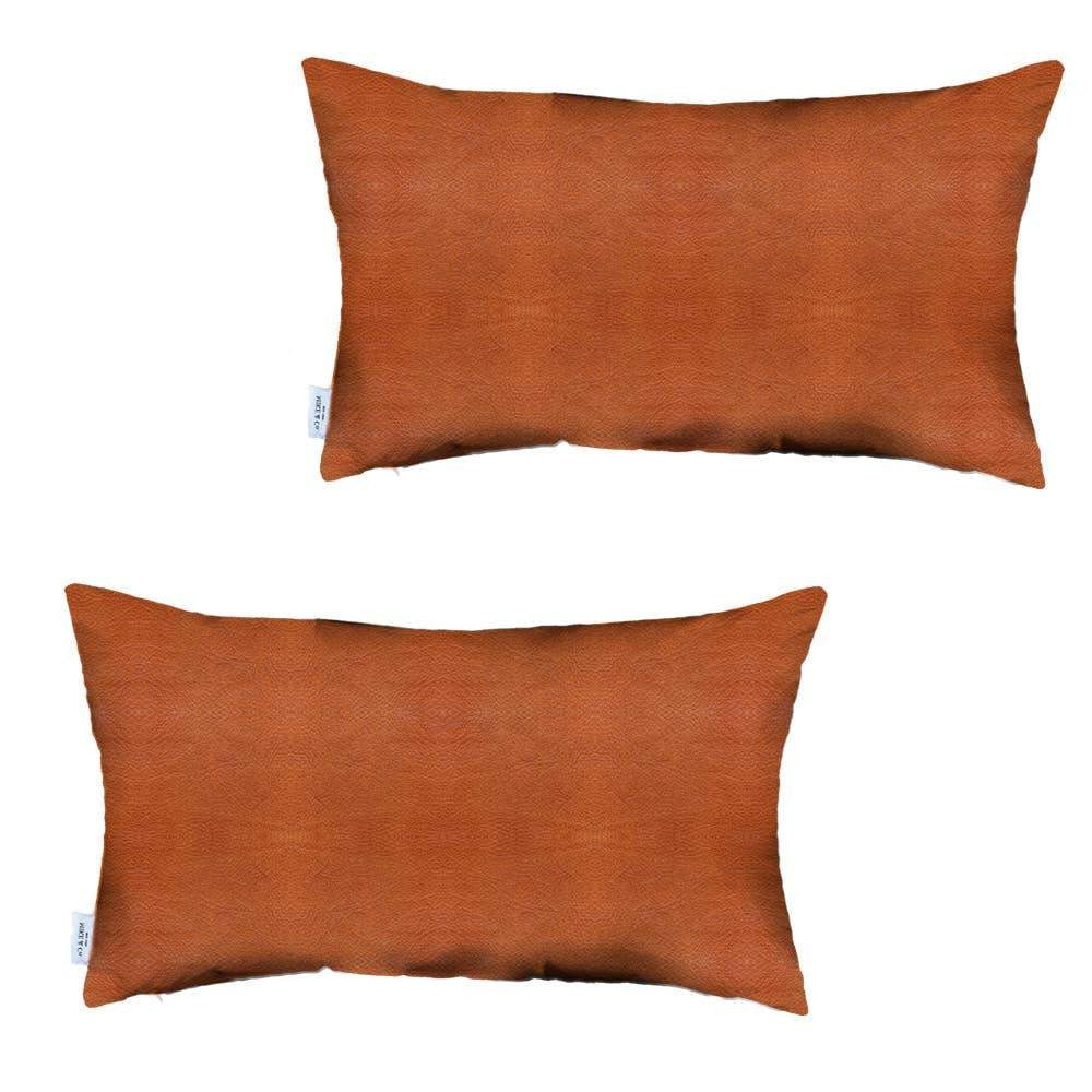 Homeroots Decorative Vegan Faux Leather Throw Pillow Set Of 2   408244