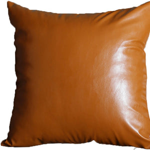 Homeroots Set Of Two 17" X 17" Brown Faux Leather Zippered Pillow   408246