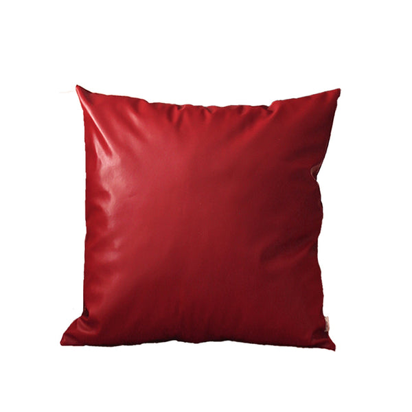 Homeroots Set Of Two 17" X 17" Red Faux Leather Zippered Pillow   408248