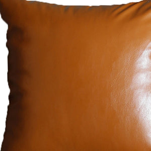 Homeroots Set Of Two 20" X 20" Brown Faux Leather Zippered Pillow   408249
