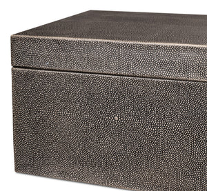 Sarreid Cosmos Elegant Nesting Boxes Set Of 3 - Black Shagreen Antique Finish With Leather & Brass Accents Black  40824