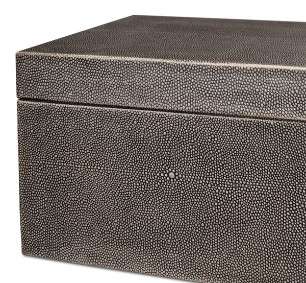 Sarreid Cosmos Elegant Nesting Boxes Set Of 3 - Black Shagreen Antique Finish With Leather & Brass Accents Black  40824