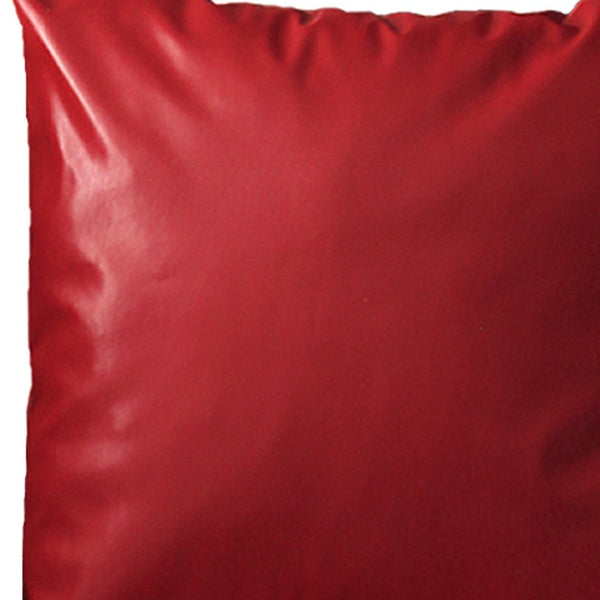 Homeroots Set Of Two 20" X 20" Red Faux Leather Zippered Pillow   408251