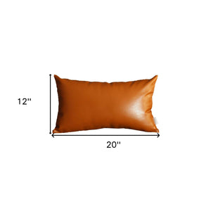 Homeroots Set Of Four 12" X 20" Brown Faux Leather Pillow Covers   408252