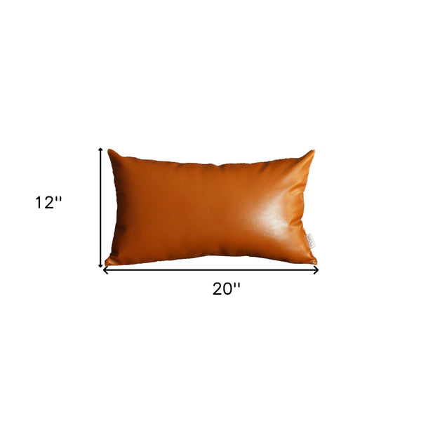 Homeroots Set Of Four 12" X 20" Brown Faux Leather Pillow Covers   408252
