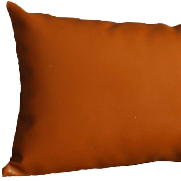 Homeroots Set Of Four 12" X 20" Brown Faux Leather Pillow Covers   408252