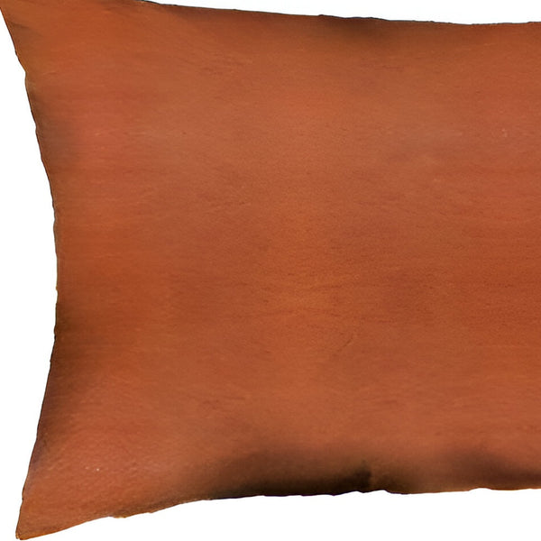 Homeroots Set Of Four 12" X 12" Brown Solid Color Handmade Faux Leather Lumbar Pillows   408260