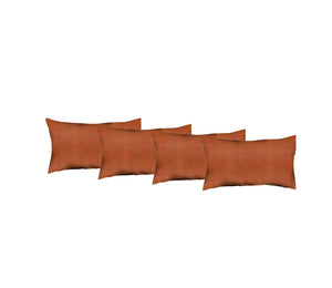 Homeroots Set Of Four 12" X 12" Brown Solid Color Handmade Faux Leather Lumbar Pillows   408260