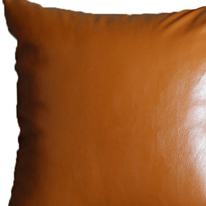 HomeRoots Set of Four 17" Brown Faux Leather Throw Pillows for Ultimate Comfort and Stylish Home Decor 408262