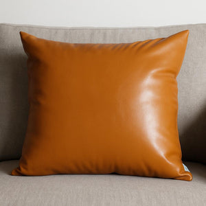 HomeRoots Set of Four 17" Brown Faux Leather Throw Pillows for Ultimate Comfort and Stylish Home Decor 408262