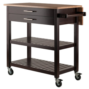 Winsome Wood Langdon Kitchen Cart With Drop Leaf Design - Two-tone Natural & Cappuccino Finish For Versatile Use Cappuccino ,Natural Solid ,Composite Wood 40826-winsome-wood
