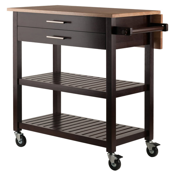 Winsome Wood Langdon Kitchen Cart With Drop Leaf Design - Two-tone Natural & Cappuccino Finish For Versatile Use Cappuccino ,Natural Solid ,Composite Wood 40826-winsome-wood