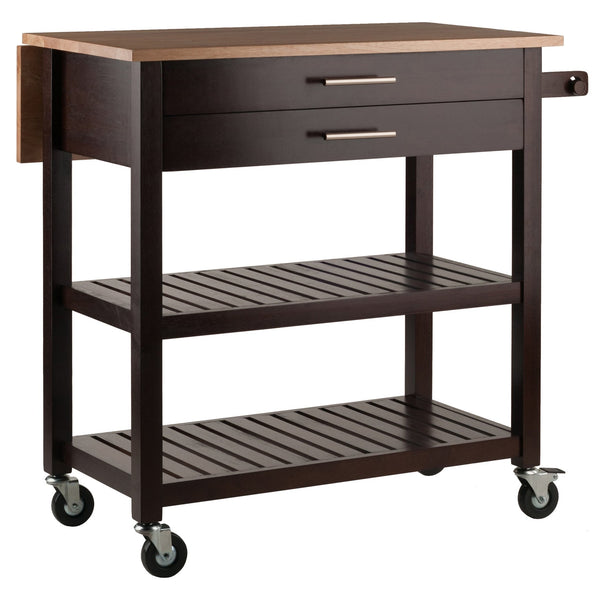 Winsome Wood Langdon Kitchen Cart With Drop Leaf Design - Two-tone Natural & Cappuccino Finish For Versatile Use Cappuccino ,Natural Solid ,Composite Wood 40826-winsome-wood