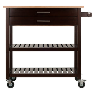 Winsome Wood Langdon Kitchen Cart With Drop Leaf Design - Two-tone Natural & Cappuccino Finish For Versatile Use Cappuccino ,Natural Solid ,Composite Wood 40826-winsome-wood