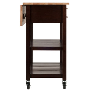 Winsome Wood Langdon Kitchen Cart With Drop Leaf Design - Two-tone Natural & Cappuccino Finish For Versatile Use Cappuccino ,Natural Solid ,Composite Wood 40826-winsome-wood