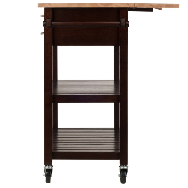 Winsome Wood Langdon Kitchen Cart With Drop Leaf Design - Two-tone Natural & Cappuccino Finish For Versatile Use Cappuccino ,Natural Solid ,Composite Wood 40826-winsome-wood