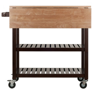 Winsome Wood Langdon Kitchen Cart With Drop Leaf Design - Two-tone Natural & Cappuccino Finish For Versatile Use Cappuccino ,Natural Solid ,Composite Wood 40826-winsome-wood