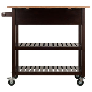 Winsome Wood Langdon Kitchen Cart With Drop Leaf Design - Two-tone Natural & Cappuccino Finish For Versatile Use Cappuccino ,Natural Solid ,Composite Wood 40826-winsome-wood