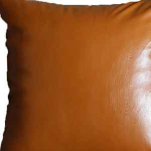 Homeroots Set Of Two 18" X 18" Brown Faux Leather Zippered Pillow Cover   408279
