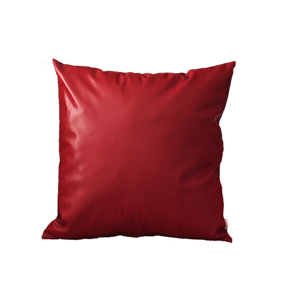 Homeroots Set Of Two 18" X 18" Red Faux Leather Zippered Pillow Cover   408281