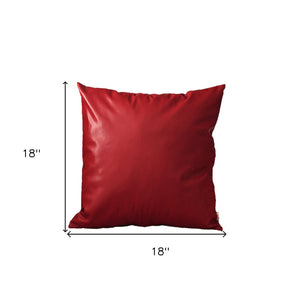 Homeroots Set Of Two 18" X 18" Red Faux Leather Zippered Pillow Cover   408281