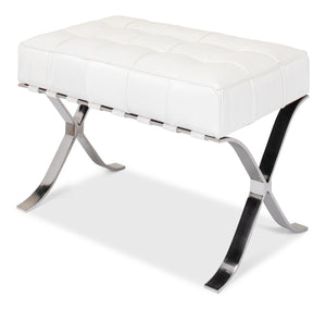 Sarreid Catalunya Bench - Luxurious Pearl Leather Finish, Stylish Mdf & Foam Seating With Stainless Steel Base White  40834