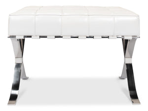 Sarreid Catalunya Bench - Luxurious Pearl Leather Finish, Stylish Mdf & Foam Seating With Stainless Steel Base White  40834