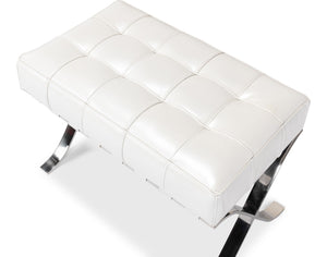 Sarreid Catalunya Bench - Luxurious Pearl Leather Finish, Stylish Mdf & Foam Seating With Stainless Steel Base White  40834