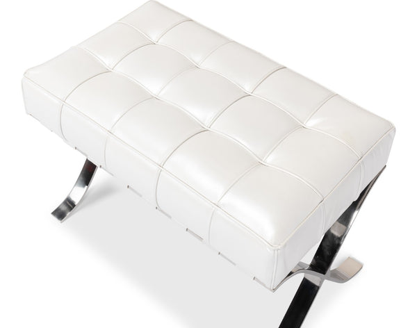 Sarreid Catalunya Bench - Luxurious Pearl Leather Finish, Stylish Mdf & Foam Seating With Stainless Steel Base White  40834