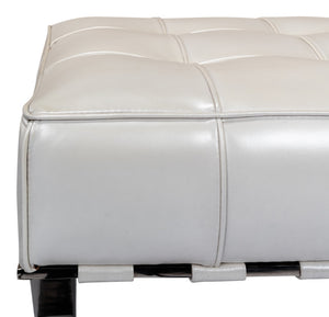 Sarreid Catalunya Bench - Luxurious Pearl Leather Finish, Stylish Mdf & Foam Seating With Stainless Steel Base White  40834
