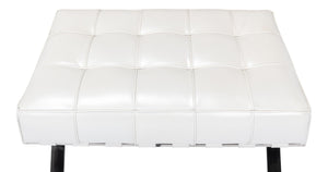Sarreid Catalunya Bench - Luxurious Pearl Leather Finish, Stylish Mdf & Foam Seating With Stainless Steel Base White  40834