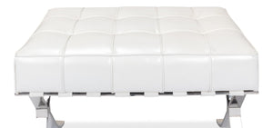 Sarreid Catalunya Bench - Luxurious Pearl Leather Finish, Stylish Mdf & Foam Seating With Stainless Steel Base White  40834
