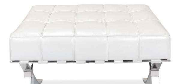 Sarreid Catalunya Bench - Luxurious Pearl Leather Finish, Stylish Mdf & Foam Seating With Stainless Steel Base White  40834
