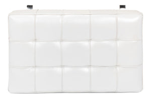 Sarreid Catalunya Bench - Luxurious Pearl Leather Finish, Stylish Mdf & Foam Seating With Stainless Steel Base White  40834