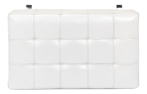 Sarreid Catalunya Bench - Luxurious Pearl Leather Finish, Stylish Mdf & Foam Seating With Stainless Steel Base White  40834