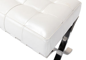 Sarreid Catalunya Bench - Luxurious Pearl Leather Finish, Stylish Mdf & Foam Seating With Stainless Steel Base White  40834
