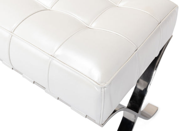 Sarreid Catalunya Bench - Luxurious Pearl Leather Finish, Stylish Mdf & Foam Seating With Stainless Steel Base White  40834