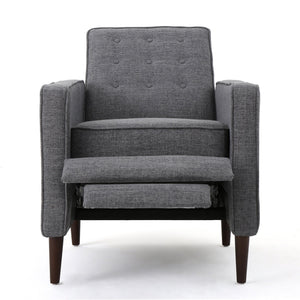 English Elm Christopher Knight Home® - Fabric Recliner Chair Mid-Century Modern Pushback Single Sofa with Tufted Cushion, Birch Legs, Cozy Comfort Gray 60741.00GRY