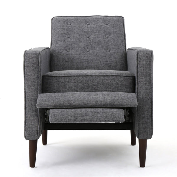 English Elm Christopher Knight Home® - Fabric Recliner Chair Mid-Century Modern Pushback Single Sofa with Tufted Cushion, Birch Legs, Cozy Comfort Gray 60741.00GRY