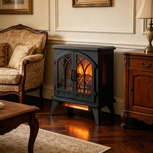 English Elm 24 Inch Infrared Quartz Stove Heater with 3d Flame Effect and Remote Control W1769112701