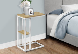 English Elm Accent Table, C-Shaped Modern Design For Living Room & Bedroom - Space-Saving Snack & Laptop Stand B2710P219403